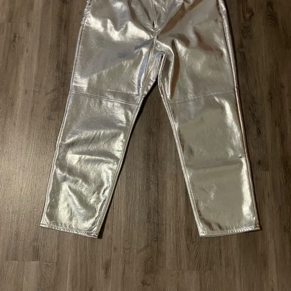 Gap Vegan Leather Silver Pants size 35/20 - Picture 2 of 3